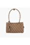 Monogram Texture Shoulder Bag with Double Handle
