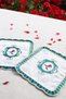 Love Birds Compatible Presentation Set of 2 Cocktail Napkins Coffee Side Linen Embroidered Coasters - 6