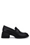 Women's Genuine Leather Black Loafer Shoes