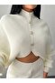 Women's White Crop Pants Top and Bottom Knitwear Set - 6