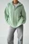 Women's Salmon Turtleneck Zippered Knitted Oversize Sweater