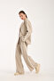 Beige Striped Detail Jacket Suit - 8