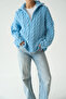 Women's Salmon Turtleneck Zippered Knitted Oversize Sweater - 2