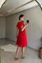 Women V-Neck Belted Mini Chiffon Dress Nm007 - 6