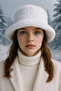Plush Women's Winter Soft Furry White Bucket Hat - 5