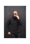 Polar Fleece Fixed Hood Puffer Coat--1468-- - 3
