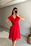 Women V-Neck Belted Mini Chiffon Dress Nm007 - 3