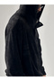 Velvet textured black oversize hooded men's sweatshirt coc1038 - 5