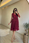 Women Double Breasted Collar Lace Tulle Dress Nm010 - 6