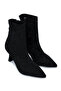Women's Textile Black Heeled Boots - 2