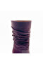Burgundy Leather Drawstring Detailed Genuine Leather Below-Knee Women's Boots – 9 cm Thin Heels - 6
