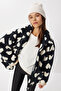 Polo Collar Heart Plush Coat Lci0036 Black Bone - 4