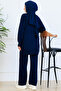 Processing Detail Knitwear Set S1067 Navy Blue - 4