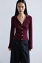 V-Neck Burgundy Knitwear Cardigan - 7