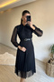 Women’s Tie-Detail Pleated Lace Collar Midi Dress NM012 - 4