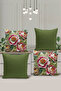 Set of 4 Reversible Digital Print Cushion Cover Embroidered Look Floral Print