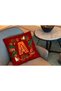 Christmas Themed Red Colored Globe Letter Patterned Digital Printed Throw Pillow Cover