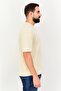 Men Crew Neck Brand Logo Short Sleeve T-Shirt, Beige - 4