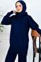 Hooded Knitwear Set S1079 Navy Blue - 3