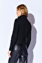 Black Soft Textured Zippered Women's Knitwear Cardigan |   Mkw539427-01 - 3