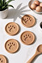 Cat Paw Shaped Wooden Coaster Set (4 Pieces)