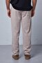Men's Regular Fit Corded Fabric Elastic Waist Trousers Beige - 4