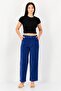 Women Regular Fit Textured Wide Leg Pants, Blue - 4