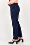 Women Cigarette Fit Microgrid Dress Pants, Navy - 3