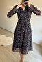 women's leopard-printed double-breasted midi chiffon dress NM020 - 6