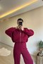 Women's Zippered Oversized Sweat and High-Waisted Sweatpants Set Nm018 - 5