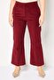 Women Regular Fit Ribbed Wide Leg Pants, Maroon