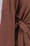 Women's Light Brown Crew Neck Soft-Textured Batwing Sleeve Tie-Detail Front Blouse ARM-26K001021 - 3