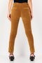 Women Cigarette Fit Velvet Straight Leg Pants, Brown - 3
