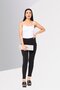 Women Slim Fit Brand Logo Straight Leg Pants, Black - 2