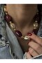 Burgundy Gold Large Bead Necklace - 3