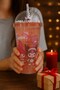 Kuromi Themed Pink Water Bottle with Straw, Frosted Glass Look, 450 ml Double Layer Mica Water Bottle 2647 Pink - 4