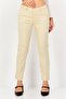 Women Cigarette Fit Solid Tapered Pants, Beige