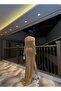 Flowers Stretchy Fabric Strapless Neck Shoulder Stone Embroidered Slit Evening Dress 583054 GOLD - 3