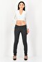 Women Chino Fit Houndstooth Straight Leg Pants, Dark Grey - 2