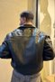 Men's New Season Vintage Oversize Black Faux Leather Jacket - 5