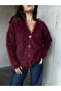 Women's Burgundy Plush Oversize Knit Cardigan 91