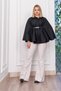 Women's Winter Black Trendy Model Poncho with Holes and Belt, Stylish, Daily, Comfortable 2611 - 7