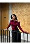 Women's Burgundy Long Sleeve Off Shoulder Blouse 30079 - 6