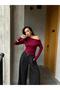 Women's Burgundy Long Sleeve Off Shoulder Blouse 30079 - 7