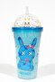 Cute Bunny Rabbit Figured Colorful Beaded Crystal Effect Design Glass with Straw Water Bottle Blue 2087 - 2