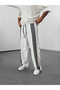 Men's Striped White Baggy Sweatpants Coc1059 - 5