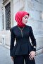وشاح من الحرير القطني مونوغرام بنمط أحمر فوشيا مع تصميم أنيق 90x90 - 2