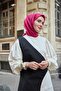 وشاح من الحرير القطني مزين بنقوش فوشيا مقاس 90x90 - 8