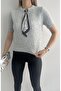 Short Sleeve Knitwear with Scarf Collar - 3