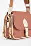 Women's Clover Tan Cream 4-Pocket Handbag with Flap, Zipper and Snap Closure - 6
